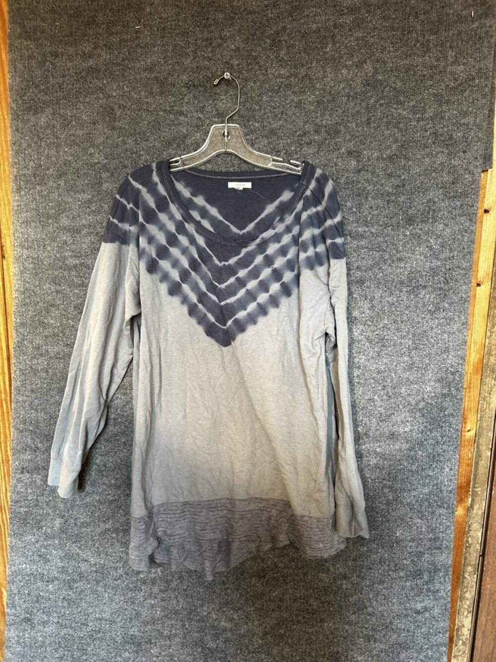 Maurices Shirt Womens 1 Plus Gray Tie Dye Ruffle Hem Long Sleeve Tunic Top
